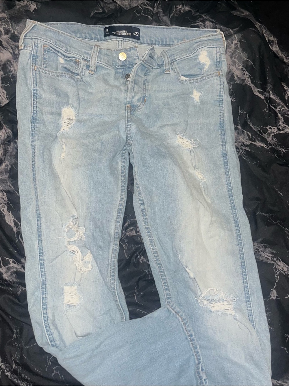 Hollister vintage boyfriend size 5 w 27 Light Blue Distressed Women’s Jeans